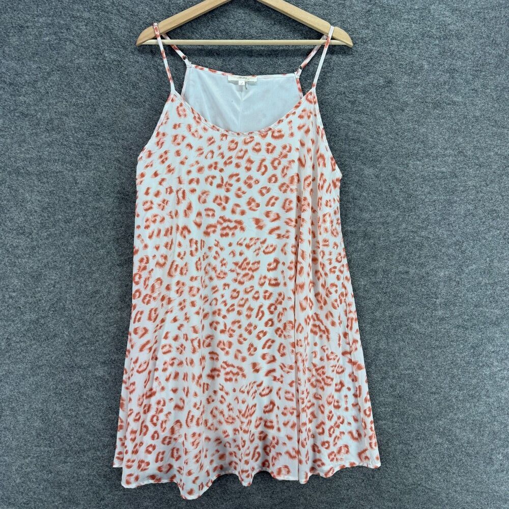 Andree Dress Women L Large White Animal Print Shift Short Lined Sleeveless